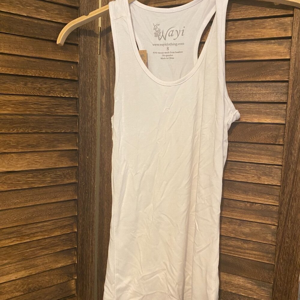 Wayi Racerback Scoop Neck Snug Tank White